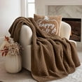 thumbnail image 6 of EVERGRACE Chunky Chenille Knit Throw Blanket for Couch, Soft Luxurious Moss Stitch Blankets for Bed, Cozy Decorative Farmhouse Knitted Throws for Sofa, Camel Brown, 60" x 80", 6 of 8
