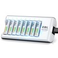 thumbnail image 1 of Cargador de baterías EBL-C9042W con 8 pilas AA Ni-MH de 2800 mAh, 1 of 8