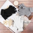 thumbnail image 1 of 2 pares de guantes de punto de invierno para mujer, guantes de dedo completo con forro polar fino para pantalla táctil, blanco + negro (a-1b) LingWen 8390615952538, 1 of 1