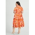 thumbnail image 5 of CASSIE LIZ Plus Size Womens Dresses Casual Floral Orange Fall Dresses Fashion Midi Sundresses Short Sleeve Collared Elegant V Neck Dresses Loose Fit Summer Dress with Pocket XL 14W 16W, 5 of 7