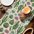 thumbnail image 3 of Cactus Summer Table Runner 70 Inches, Watercolor Tropical Botanical Linen Texture Bed Runner Dresser Scarves Tabletop for Indoor Outdoor Parties/Ceremony/Banquet, 13" x 70", 3 of 9