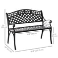 thumbnail image 3 of Outsunny 2-seater Aluminum Garden Bench Outdoor Loveseat Chair for Outdoor, Patio, Yard, Lawn with Floral Pattern, 3 of 10
