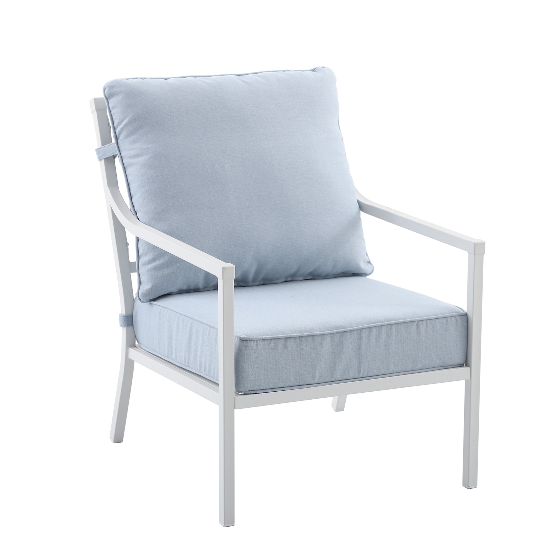 My Texas House Cambria 2-Pack Steel Outdoor Patio Conversation Chairs, White/Blue
