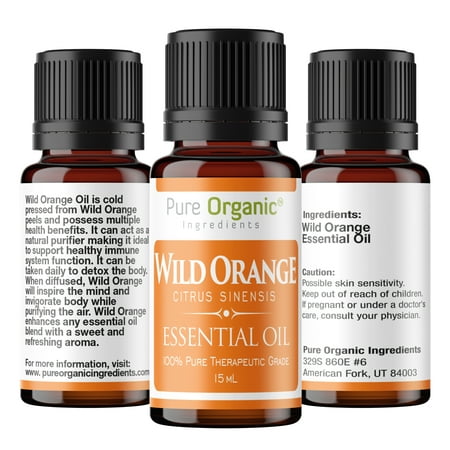 Essential Oils Gel Cleanser - Wild Orange Pure Essential Oil 15 mL by Pure Organic Ingredients, Powerful Cleanser & Purifying Agent, Supports Healthy Immune Function, Sweet Fresh Citrus Aroma, Convenient Dropper Cap Bottle