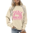 thumbnail image 4 of Holzkary Women's Football Game Day Sweatshirt Graphic Print Sunday Long Sleeve Crewneck Fall Pullover Graphic Print Oversized Crewneck Sweatshirts Long Sleeve Pullover for Gameday Hoodies Beige L, 4 of 5