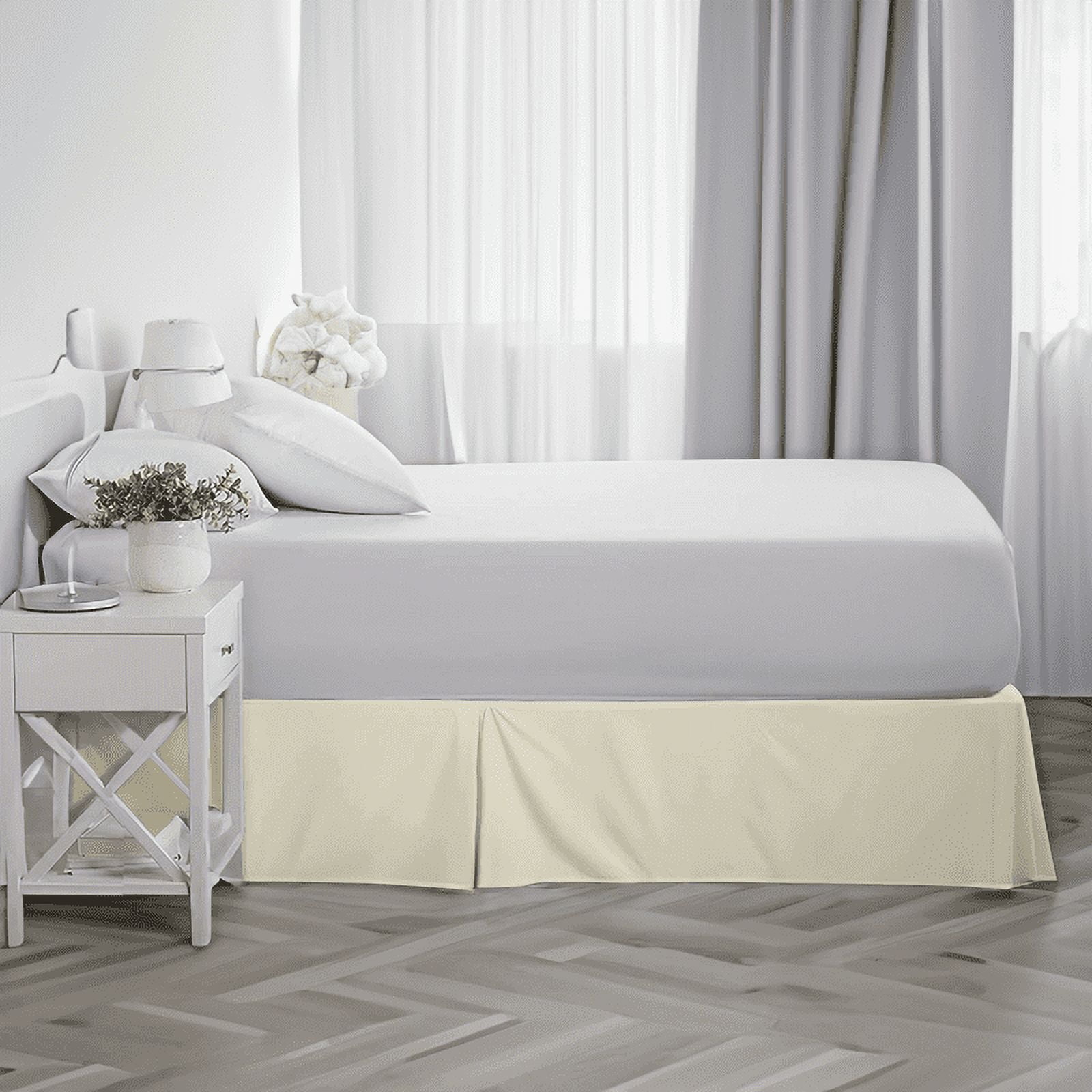 EASYCOT 800 Thread Count 100% Egyptian Cotton Hotel Quality Luxurious Box Pleated Bed Skirt Easy Fit with&nbsp;21" Drop Length ( Ivory , Full )