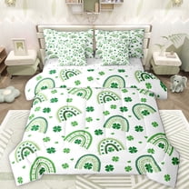 Manfei Four Leaf Clover 7-Piece Twin Bedding Sets,Abstract bohemian Rainbow Bedding Comforter Set,St.Patrick Day Sheet Sets For Kids,Luxury Bedroom Decor Reversible