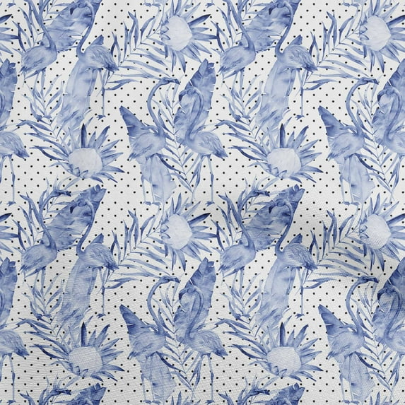 oneOone Viscose Jersey Medium Blue Fabric Tropical Flamingo Craft Projects Decor Fabric Printed By The Yard 60 Inch Wide