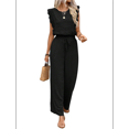 thumbnail image 2 of Jumpsuits for Women 2025 Summer Ruffle Sleeves Square Neck Rompers Drawstring Overalls with Pockets Black XL, 2 of 7