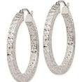 thumbnail image 2 of Sterling Silver Rhodium-Plated Diamond-Cut 3X30mm Square Tube Hoop Earrings (30 X 30) Made In Mexico qe8135, 2 of 5