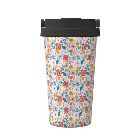 

Vsdgher Floral Ditsy Coffee Mug Pobtable To Stainless Steel Coffee Tumbler Coffee Cups with Lids Thermos for Hot and Cold Drink