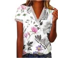 thumbnail image 1 of Birdeem Mode Femmes Été Col en V Manches Courtes T-Shirt Imprimé Décontracté Blouse, 1 of 4
