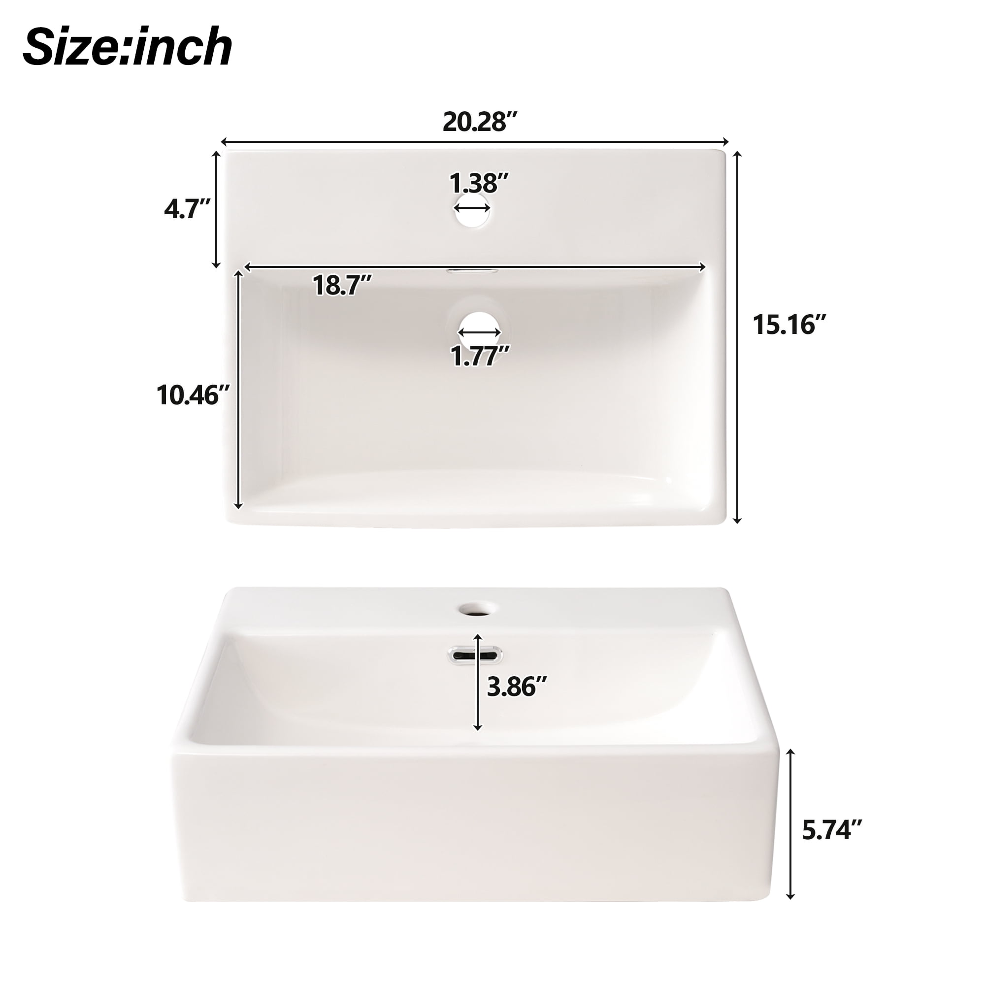 MODERNLUXE 20" Bathroom Vanity with Ceramic Sink, Undermount Vanity Sink Cabinet with Soft-Close Door & 1 Drawer, Freestanding Bathroom Storage Cabinet for Small Space,Black