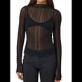 thumbnail image 3 of Camisetas de Larga Transparentes para Mujer, de Transparente, Ajustadas, con Ribete Festoneado, Blusas y Conjuntos Superiores Negro M, 3 of 8
