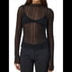 thumbnail image 3 of Camisetas de Larga Transparentes para Mujer, de Transparente, Ajustadas, con Ribete Festoneado, Blusas y Conjuntos Superiores Negro S, 3 of 8