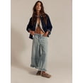thumbnail image 5 of Women Ruffle Hem Wide Leg Jeans Mid Rise Cropped Denim Pants with Pockets Light Blue XL, 5 of 9
