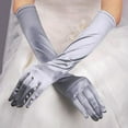 thumbnail image 4 of Fdelink Women'S Long Satin Finger Gloves Elbow Length 1920S Opera Bridal Dance Gloves Arm Sleeve (Silver), 4 of 5