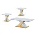 thumbnail image 1 of 3pc White Faux Marble Coffee Table Set with Gold Stainless Steel, 1 of 6
