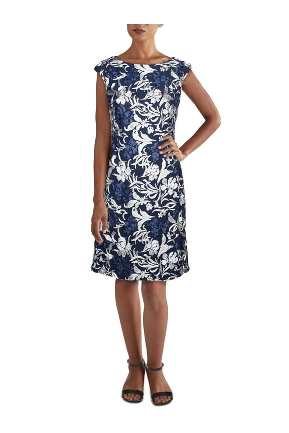 Womens Printed Cocktail Mini Dress Navy 10