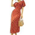 thumbnail image 5 of Lenago Robes d'Été Grande Taille Robe à Col pour Femmes Manches Courtes Florale Boutonnée en Chiffon Longue Jupe de Fête Plage en Solde, 5 of 5
