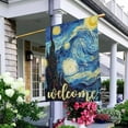 thumbnail image 5 of Starry Night Welcome House Flag Vertical Double Sided Burlap Farmhouse Yard Outdoor Seasonal Flags Decoration 28 x 40 Inches, 5 of 6
