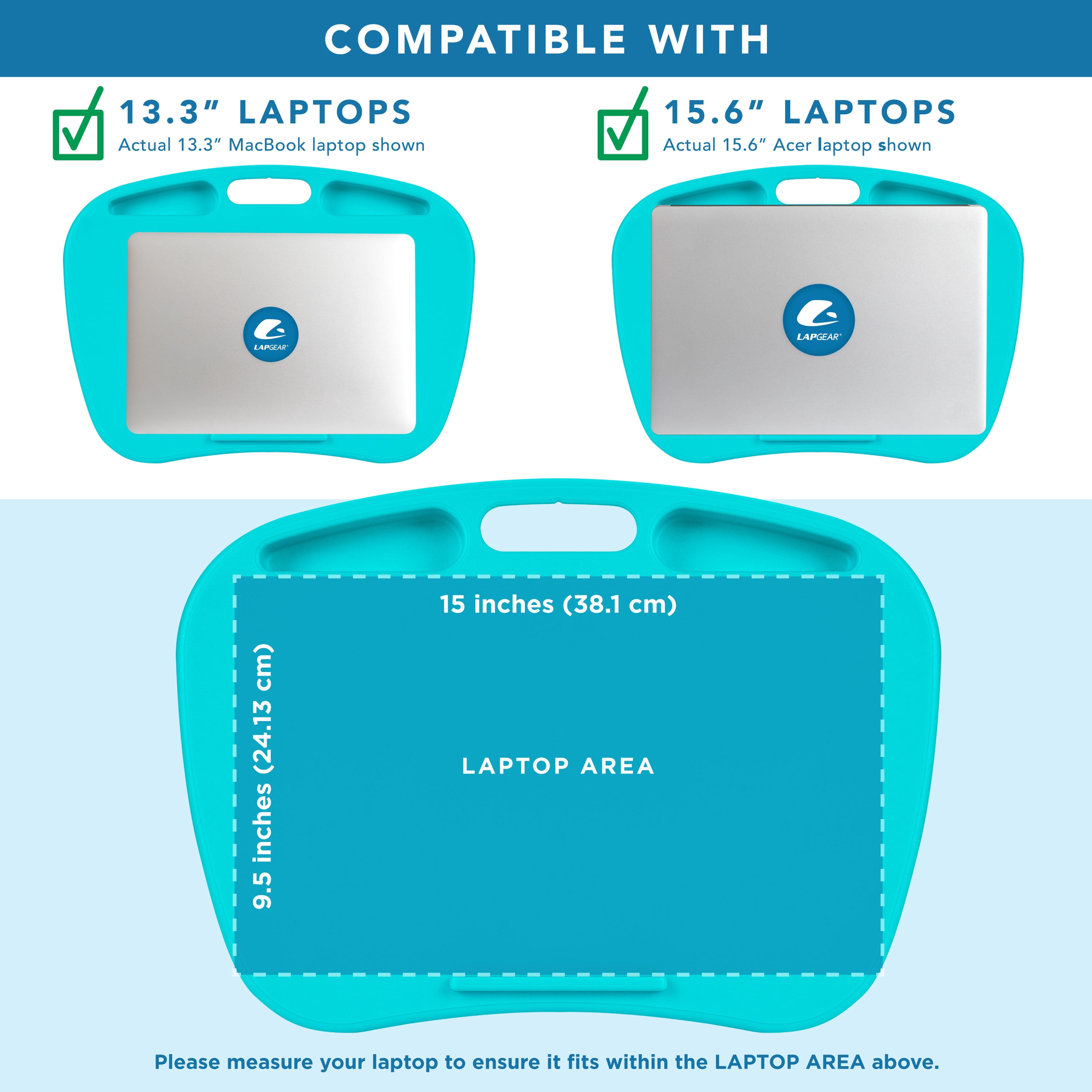 LapGear MyDesk Lap Desk, Fits 15.6" Laptop, Turquoise
