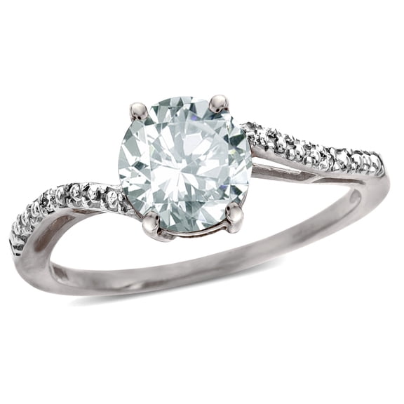 Star K � Round 7mm White Topaz Bypass solitaire engagement promise ring