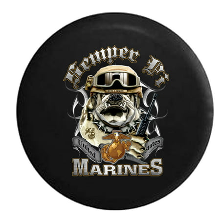 Semper Fi Bulldog USMC Globe with Eagle Logo M16 Stainless Steel Look Black 33