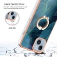 thumbnail image 5 of ELEHOLD Plating Rugged Case For iPhone 15 Slim Marble Pattern Heavy Duty Shockproof Stand Cover, with Shiny Rotating Ring Stand, Green, 5 of 7