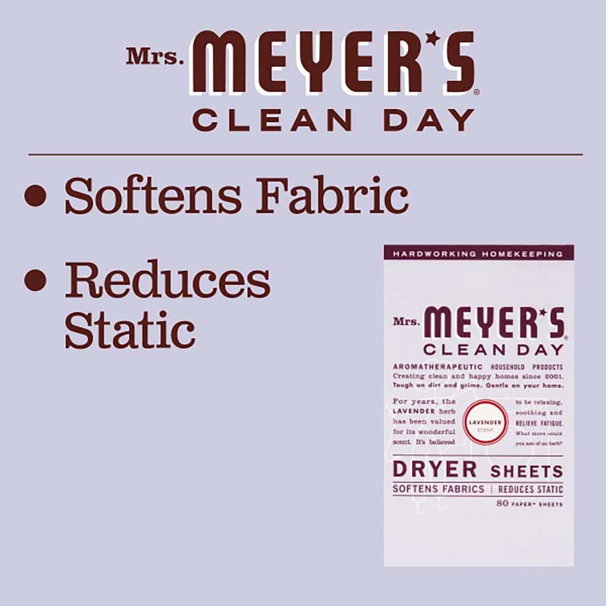 2-pack Mrs. Meyer's Clean Day Fabric Softener Dryer Sheets - Lavender - 2 Pack, 80 Count Each — Residential Use, Standard Application