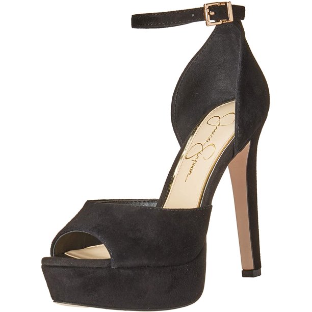 Jessica Simpson Jessica Simpson Women S Beeya Ankle Strap Platform Heeled Sandals Shoes Black Suede Walmart Com Walmart Com