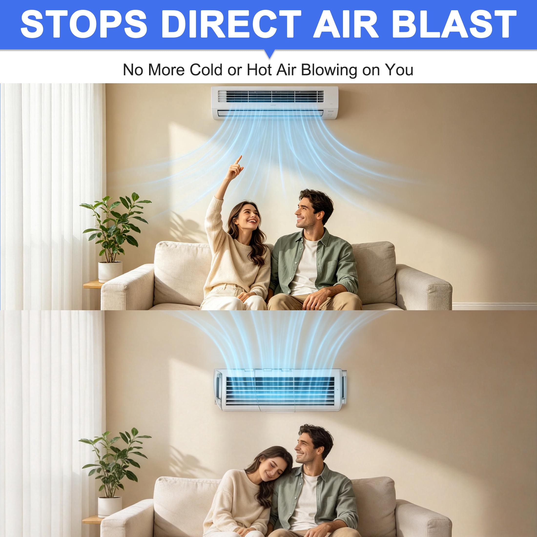 GARITIN 2 Pack Magnetic Vent Deflector, Adjustable Heat and Air Vent Deflector for Wall, Ceiling & Floor HVAC Vents