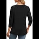 thumbnail image 4 of Blusas de Mujer con Mangas 3/4 y Cuello en V, Estilo Túnica Informal, Básicas, Holgadas Negro XL, 4 of 6