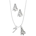thumbnail image 1 of Delight Jewelry Silvertone Number - 7 - Silver tone Zig Zag Christmas Tree Charm Necklace and Stud Earrings, 1 of 4