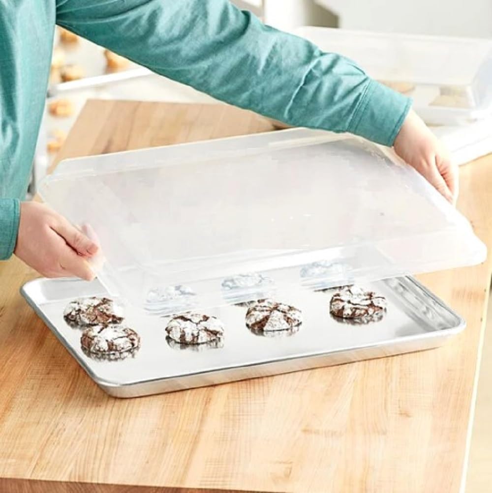 TrueCraftware- Set of 2 Polypropylene Half Size Sheet Pan Cover Clear Color- Sheet Pan Cover for Baking Tray Baking Pans for Cookies and Cakes Perfect for Home Bakery and Restaurants