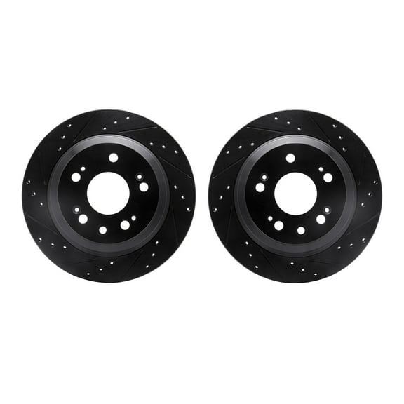 Dynamic Friction Company Rear Brake Rotors-Drilled and Slotted-Black 8002-58026