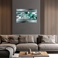thumbnail image 4 of ZHONGYUTONG Teal Lily Canvas Wall Art Abstract Abstract Turquoise Canvas Flower Pictures Modern Floral Painting for Bedroom Decor Framed (12.00" x 18.00"), 4 of 5