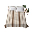 thumbnail image 2 of Queen Flat Sheet Only Farmhouse Stripe Pattern Soft Microfiber Cooling Bedding Sheets Brown Bands on Beige Linen Flat Bed Sheet for Hotel,Home Decor, 2 of 9