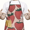 thumbnail image 2 of Red Strawberry Plants Fruit Beige Pattern Apron-Garden Aprons for Women with Pockets-Cotton Linen Waterproof Kitchen Cooking Gardening Aprons Adjustable for Kitchen,Cooking,BBQ and Salon 33x27 Inch, 2 of 7