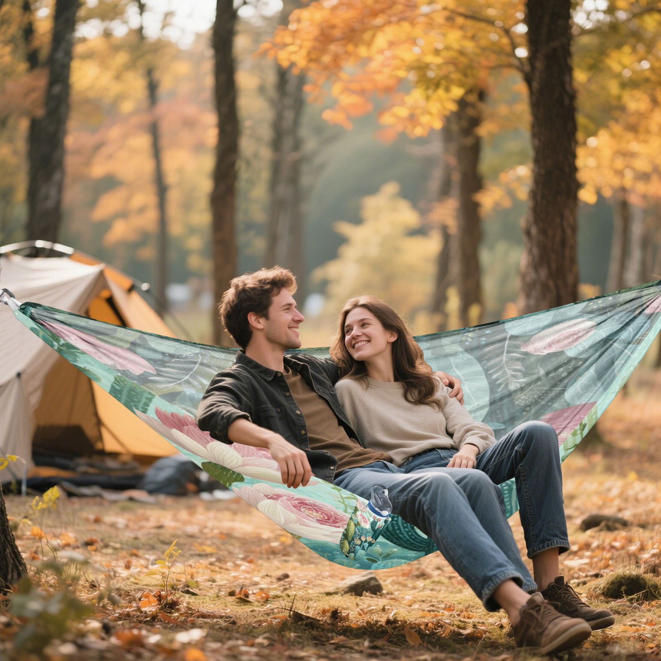 Hammock Camping Hammock Nylon Portable Hammock Travel Camping Hammock Cacti and Pink Roses
