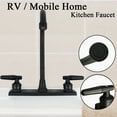 thumbnail image 4 of RV/Mobile Kitchen Faucet for Campers, Double Handle Level Only Fit for 2 Mounting Holes High Arc Swivel Hot & Cold Home Kitchen Faucet Plastic, Matte Black, 4 of 9