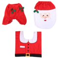 thumbnail image 3 of Juego de 3 juegos de baño navideños, funda para asiento de inodoro y alfombra de Papá Noel, juego T, 3 of 5