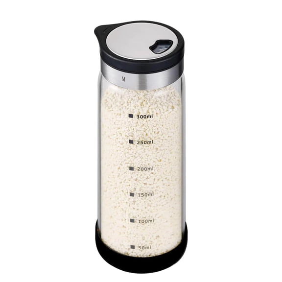 Adjustable Pour Spice Shaker Bottle 150ml Glass Pepper Dispenser with Rotatable Stainless Steel Lid and Measuring Marks for Kitchen Seasoning Control