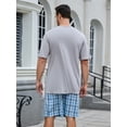 thumbnail image 2 of U2SKIIN Mens Pajama Set Short Sleeve, Pajamas Made from Bamboo Pulp Viscose and Cotton Lightweight PJS for Men(Light Grey+Aqua Blue Plaid, S), 2 of 4