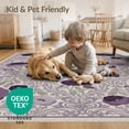thumbnail image 4 of ODIKA 8'x10' Washable Area Rug Purple Deep Bug Eggplant Boho Featuring Delicate Florals Poppy for King Size Bedroom Under Bed, Master Suite, Non-Shedding, Easy Care, 4 of 7