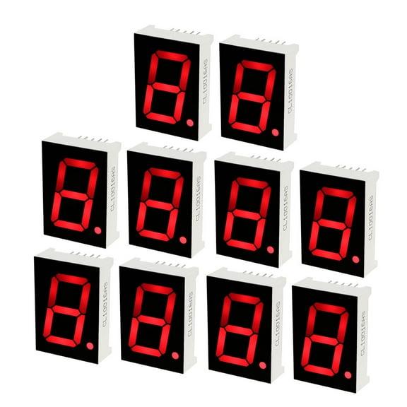 Common Cathode 10 Pin 1 Bit 1.34 x 0.94 x 0.41 inch 1" Red Display 10Pcs