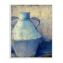 The Stupell Home Decor Collection Cracked Rustic Wall Painting Blue Pottery Wall Art