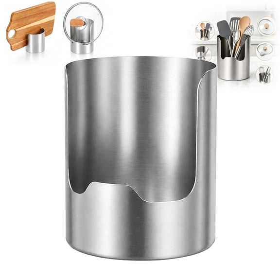 Multi-Functional Kitchen Utensil Holder, Stainless Steel Spoon Rest & Pot Lid Organizer, Spatula Caddy