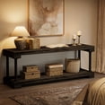 thumbnail image 6 of Finmind Solid Wood TV Stand for 75-inch TV, 63" Entertainment Center with Storage Shelf, Industrial Media Console Table for Bedroom, Black, 6 of 8