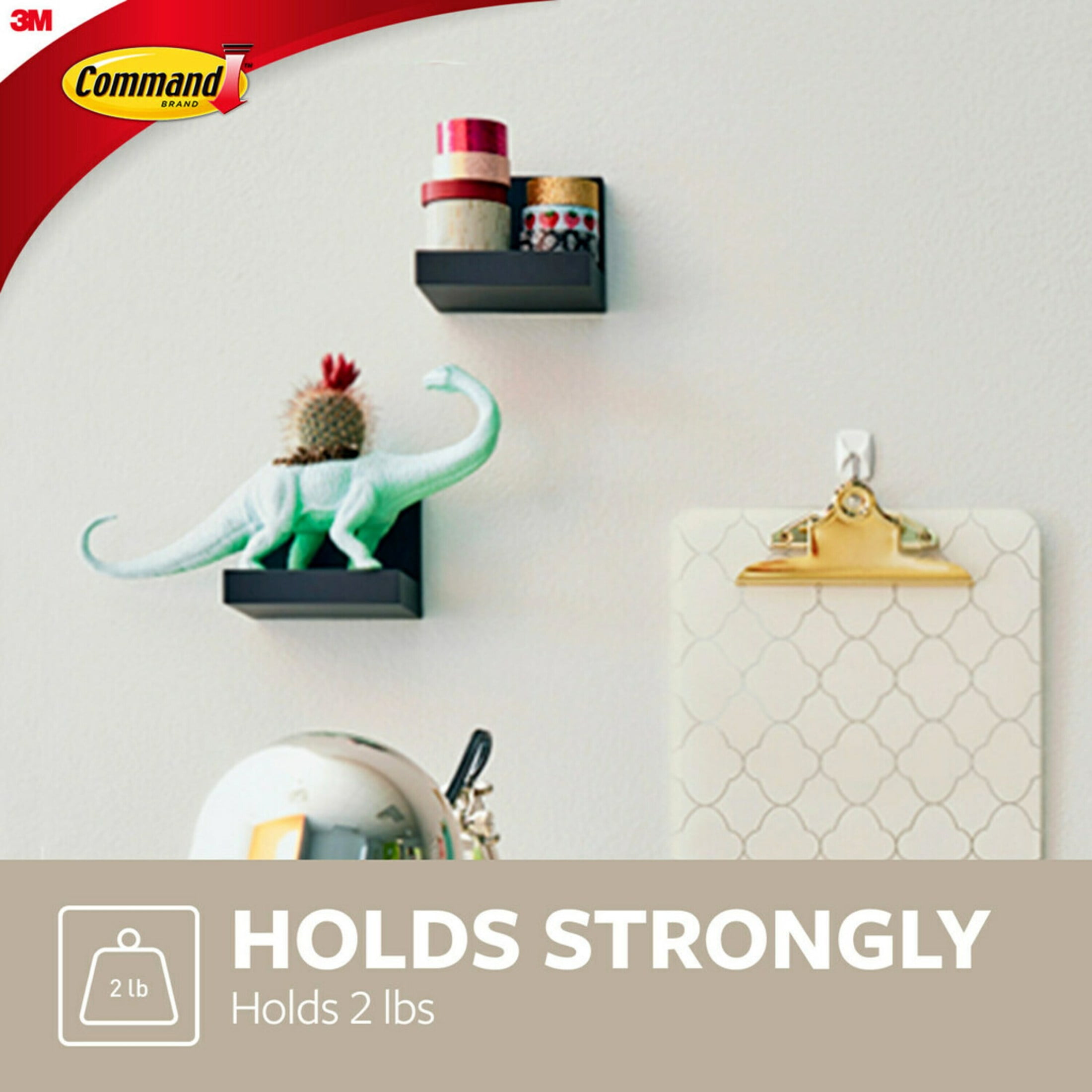 Command Display Ledges, Holds 2 lbs, Slate, 2 Wall Display Ledges and 8 Command Strips
